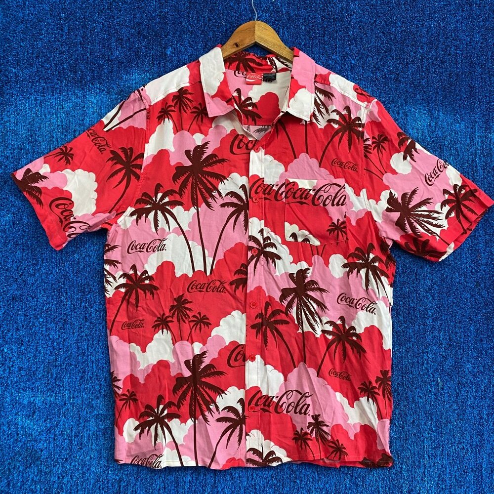 Coca Cola Red and White Casual Button Down Shirt
